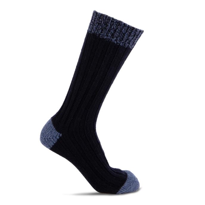 totes toasties® Mens Chunky Twist Wool Blend Boot Socks (Twin Pack) Navy / Grey Extra Image 4
